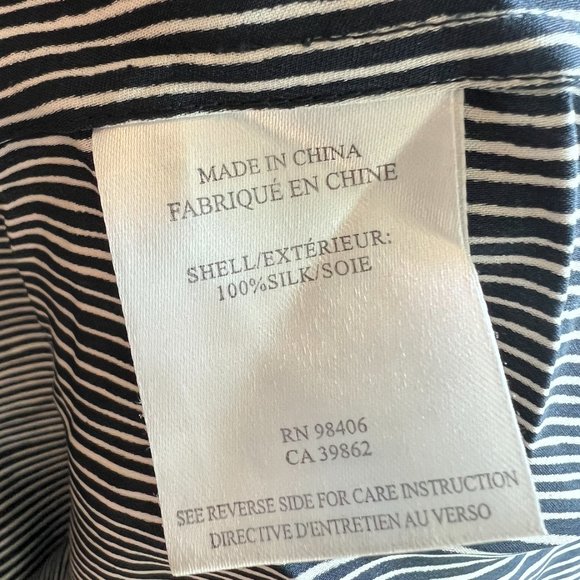 Theory stripped Silk Blouse Button-down Top, Petite XS - Picture 8 of 9